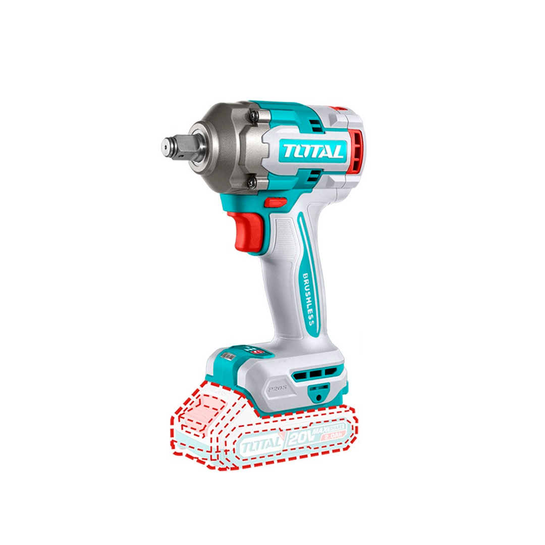 Llave de Impacto Inalámbrica TOTAL 1/2” 20V | Motor Sin Carbones