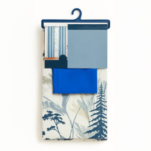 Set de Cortinas Rod Pocket 6 Piezas | Azul con Estampado