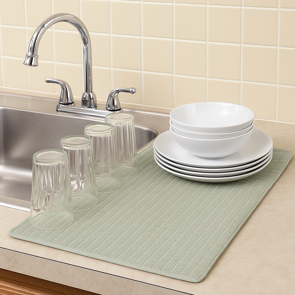 Tapete Escurridor de Microfibra para Platos 15” x 20” | Lavable - Image 2